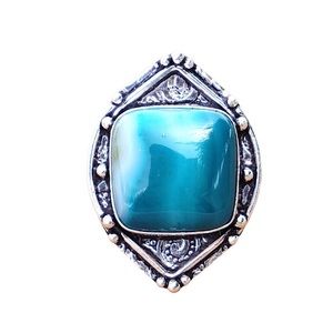 Blue Sardonyx gemstone ring